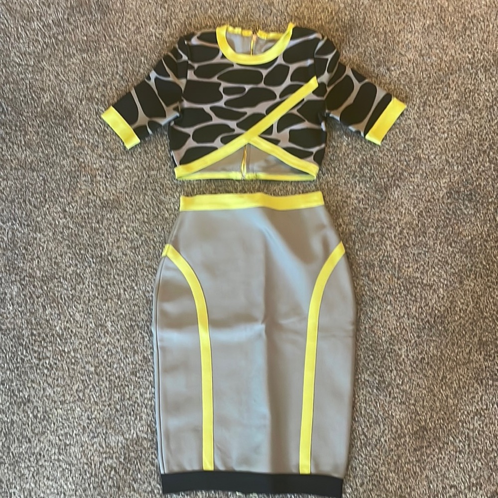Bodycon Bandage Animal Print Skirt with Crop Top